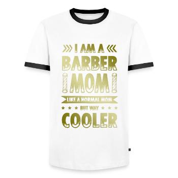 Barbier Maman Coiffeur Citation - T-shirt contrasté Homme - blanc/noir - Devant - AI Model Female 172 light (172cm) & AI Model Male 178 dark (178cm)