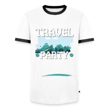 Équipe de voyage - T-shirt contrasté Homme - blanc/noir - Devant - AI Model Female 172 light (172cm) & AI Model Male 178 dark (178cm)