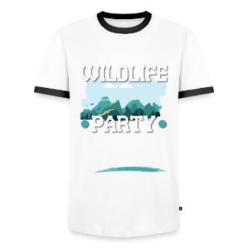 Équipage de la fête de la faune - T-shirt contrasté Homme - blanc/noir - Devant - AI Model Female 172 light (172cm) & AI Model Male 178 dark (178cm)