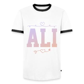 Ali - Männer Kontrast-T-Shirt - Weiß/Schwarz - Vorne - AI Model Female 172 light (172cm) & AI Model Male 178 dark (178cm)