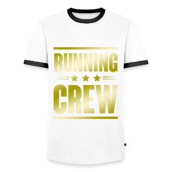 Équipe de Course - T-shirt contrasté Homme - blanc/noir - Devant - AI Model Female 172 light (172cm) & AI Model Male 178 dark (178cm)