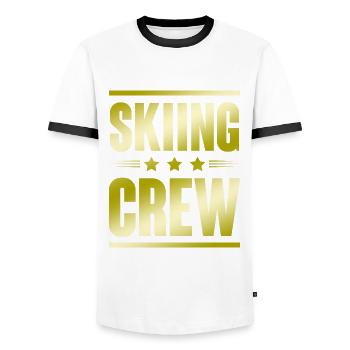 Équipe de ski - T-shirt contrasté Homme - blanc/noir - Devant - AI Model Female 172 light (172cm) & AI Model Male 178 dark (178cm)