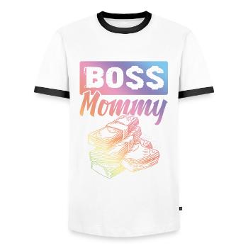 Boss Mommy - Männer Kontrast-T-Shirt - Weiß/Schwarz - Vorne - AI Model Female 172 light (172cm) & AI Model Male 178 dark (178cm)