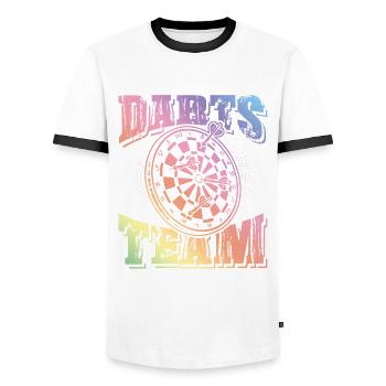 darts team - Männer Kontrast-T-Shirt - Weiß/Schwarz - Vorne - AI Model Female 172 light (172cm) & AI Model Male 178 dark (178cm)