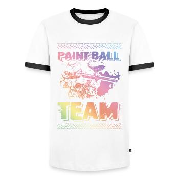 Paintball Team - Männer Kontrast-T-Shirt - Weiß/Schwarz - Vorne - AI Model Female 172 light (172cm) & AI Model Male 178 dark (178cm)