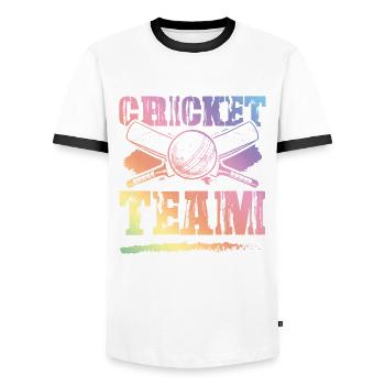 Cricket Team - Männer Kontrast-T-Shirt - Weiß/Schwarz - Vorne - AI Model Female 172 light (172cm) & AI Model Male 178 dark (178cm)