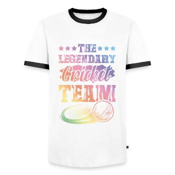 Legendary Cricket Team - Männer Kontrast-T-Shirt - Weiß/Schwarz - Vorne - AI Model Female 172 light (172cm) & AI Model Male 178 dark (178cm)