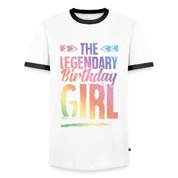 Legendary Birthday Girl - Men's Ringer Shirt - white/black - Front - AI Model Female 172 light (172cm) & AI Model Male 178 dark (178cm)