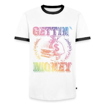 getting money - Männer Kontrast-T-Shirt - Weiß/Schwarz - Vorne - AI Model Female 172 light (172cm) & AI Model Male 178 dark (178cm)
