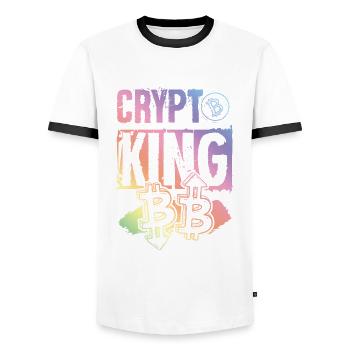 Roi de la crypto - T-shirt contrasté Homme - blanc/noir - Devant - AI Model Female 172 light (172cm) & AI Model Male 178 dark (178cm)