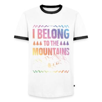 i belong to the mountains - Men's Ringer Shirt - white/black - Front - AI Model Female 172 light (172cm) & AI Model Male 178 dark (178cm)