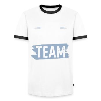 Fishing Team - Men's Ringer Shirt - white/black - Front - AI Model Female 172 light (172cm) & AI Model Male 178 dark (178cm)