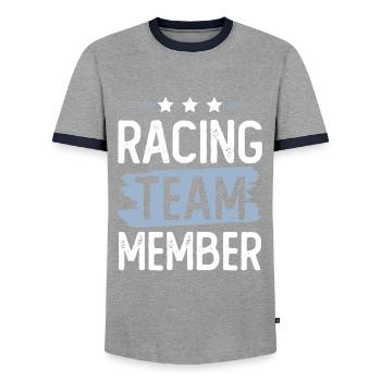 Racing Team - Men's Ringer Shirt - grey/navy  - Front - AI Model Female 172 light (172cm) & AI Model Male 178 light (178cm)