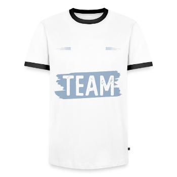 Équipe de natation - T-shirt contrasté Homme - blanc/noir - Devant - AI Model Female 172 light (172cm) & AI Model Male 178 dark (178cm)