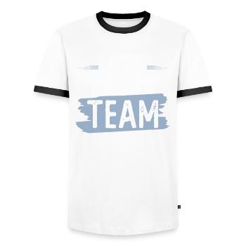 Table Tennis Team - Männer Kontrast-T-Shirt - Weiß/Schwarz - Vorne - AI Model Female 172 light (172cm) & AI Model Male 178 dark (178cm)