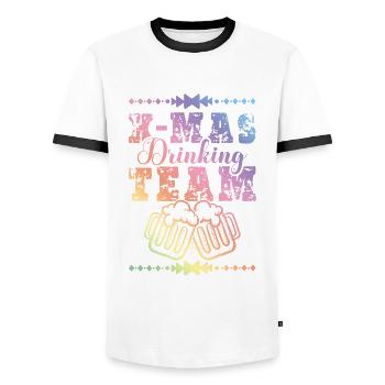X-mas Drinking Team - Men's Ringer Shirt - white/black - Front - AI Model Female 172 light (172cm) & AI Model Male 178 dark (178cm)