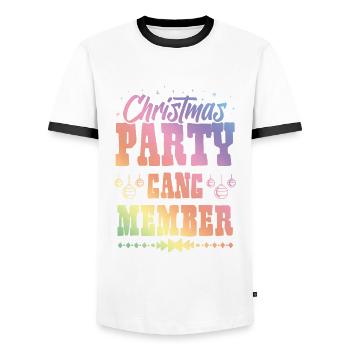 Christmas Party Gang Member - Men's Ringer Shirt - white/black - Front - AI Model Female 172 light (172cm) & AI Model Male 178 dark (178cm)
