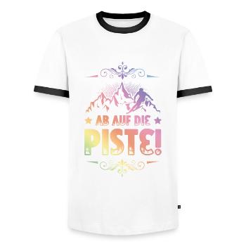 ab auf die piste - Männer Kontrast-T-Shirt - Weiß/Schwarz - Vorne - AI Model Female 172 light (172cm) & AI Model Male 178 dark (178cm)