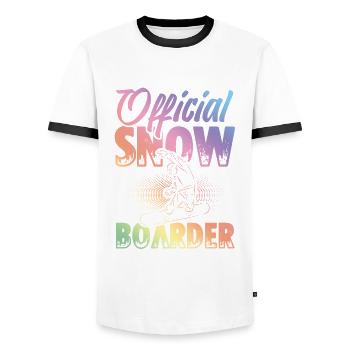 Snowboarder officiel - T-shirt contrasté Homme - blanc/noir - Devant - AI Model Female 172 light (172cm) & AI Model Male 178 dark (178cm)
