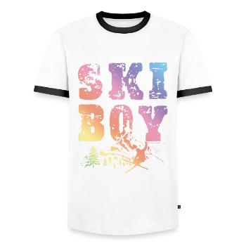 Garçon de ski - T-shirt contrasté Homme - blanc/noir - Devant - AI Model Female 172 light (172cm) & AI Model Male 178 dark (178cm)