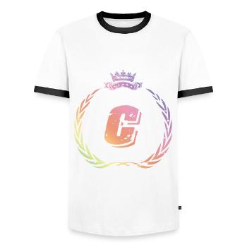 C Buchstabe Kranz - Männer Kontrast-T-Shirt - Weiß/Schwarz - Vorne - AI Model Female 172 light (172cm) & AI Model Male 178 dark (178cm)