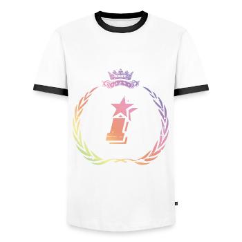 I Lettre Couronne - T-shirt contrasté Homme - blanc/noir - Devant - AI Model Female 172 light (172cm) & AI Model Male 178 dark (178cm)