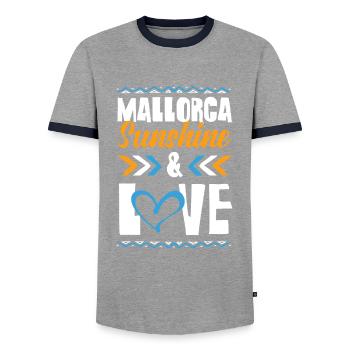 Mallorca Love - Männer Kontrast-T-Shirt - Grau/Navy  - Vorne - AI Model Female 172 light (172cm) & AI Model Male 178 light (178cm)