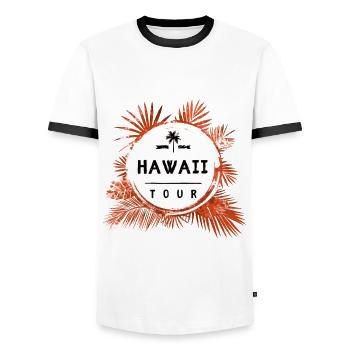 Visite d’Hawaï colorée - T-shirt contrasté Homme - blanc/noir - Devant - AI Model Female 172 light (172cm) & AI Model Male 178 dark (178cm)
