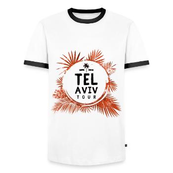 Tel Aviv Tour coloré - T-shirt contrasté Homme - blanc/noir - Devant - AI Model Female 172 light (172cm) & AI Model Male 178 dark (178cm)