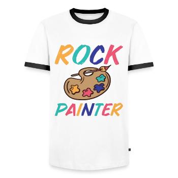 Rock Painting - Men's Ringer Shirt - white/black - Front - AI Model Female 172 light (172cm) & AI Model Male 178 dark (178cm)