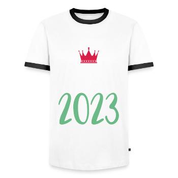 Tyrol 2023 - T-shirt contrasté Homme - blanc/noir - Devant - AI Model Female 172 light (172cm) & AI Model Male 178 dark (178cm)
