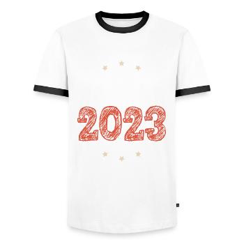 Cancun 2023 - Männer Kontrast-T-Shirt - Weiß/Schwarz - Vorne - AI Model Female 172 light (172cm) & AI Model Male 178 dark (178cm)