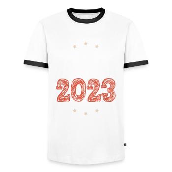 Tyrol 2023 - T-shirt contrasté Homme - blanc/noir - Devant - AI Model Female 172 light (172cm) & AI Model Male 178 dark (178cm)