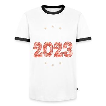 Sables d’or 2023 (Garantie du prix le plus bas) - T-shirt contrasté Homme - blanc/noir - Devant - AI Model Female 172 light (172cm) & AI Model Male 178 dark (178cm)