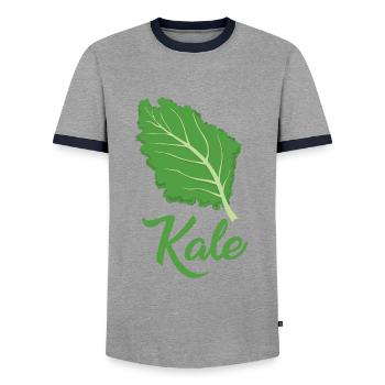 Grand design d’amateur de chou frisé - T-shirt contrasté Homme - gris/marine  - Devant - AI Model Female 172 light (172cm) & AI Model Male 178 light (178cm)