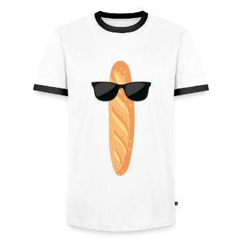 Funny baguette with sunglasses - Men's Ringer Shirt - white/black - Front - AI Model Female 172 light (172cm) & AI Model Male 178 dark (178cm)