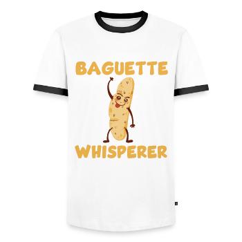 Baguette Whisperer - Men's Ringer Shirt - white/black - Front - AI Model Female 172 light (172cm) & AI Model Male 178 dark (178cm)