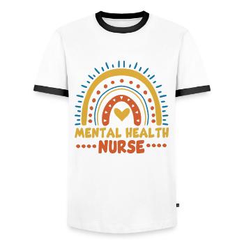 Infirmière en santé mentale mignonne - T-shirt contrasté Homme - blanc/noir - Devant - AI Model Female 172 light (172cm) & AI Model Male 178 dark (178cm)