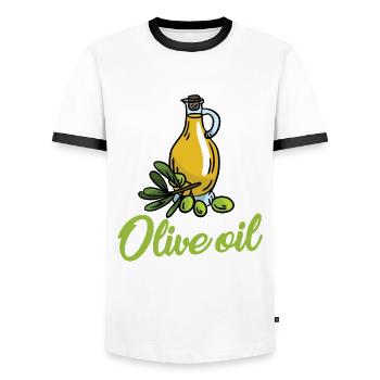 Olive oil - Men's Ringer Shirt - white/black - Front - AI Model Female 172 light (172cm) & AI Model Male 178 dark (178cm)