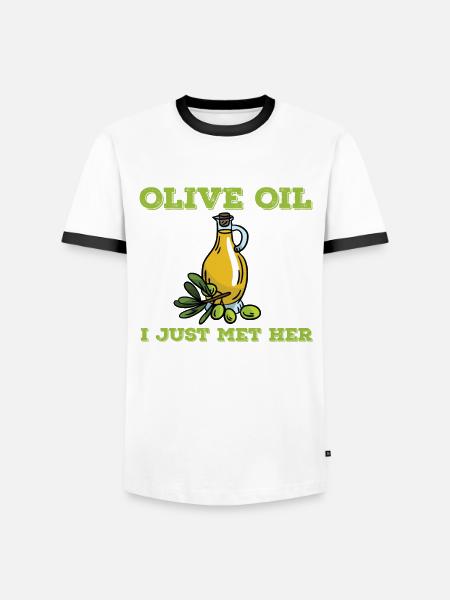 Funny olive oil design - Men's Ringer Shirt - white/black