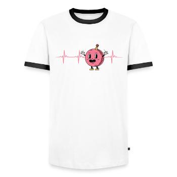 Macaron Heartbeat - Men's Ringer Shirt - white/black - Front - AI Model Female 172 light (172cm) & AI Model Male 178 dark (178cm)