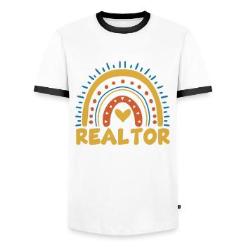Niedlicher Grundstücksmakler T-Shirt - Männer Kontrast-T-Shirt - Weiß/Schwarz - Vorne - AI Model Female 172 light (172cm) & AI Model Male 178 dark (178cm)