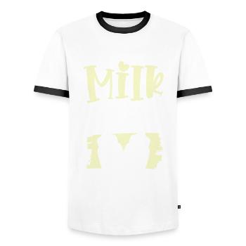 Lait pour bébé - T-shirt contrasté Homme - blanc/noir - Devant - AI Model Female 172 light (172cm) & AI Model Male 178 dark (178cm)
