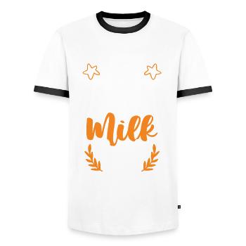 Lait pour bébé - T-shirt contrasté Homme - blanc/noir - Devant - AI Model Female 172 light (172cm) & AI Model Male 178 dark (178cm)