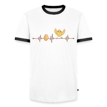 Battements de cœur de poussin - T-shirt contrasté Homme - blanc/noir - Devant - AI Model Female 172 light (172cm) & AI Model Male 178 dark (178cm)