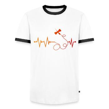 Butterfly needle heartbeat - Men's Ringer Shirt - white/black - Front - AI Model Female 172 light (172cm) & AI Model Male 178 dark (178cm)