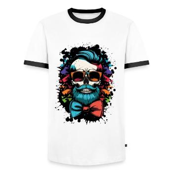 Skeleton Bachelor Groom Bachelor Bachelor Party - T-shirt contrasté Homme - blanc/noir - Devant - AI Model Female 172 light (172cm) & AI Model Male 178 dark (178cm)