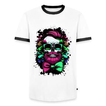 JGA Crew Skeleton Bachelor Bachelor Stag Party - T-shirt contrasté Homme - blanc/noir - Devant - AI Model Female 172 light (172cm) & AI Model Male 178 dark (178cm)