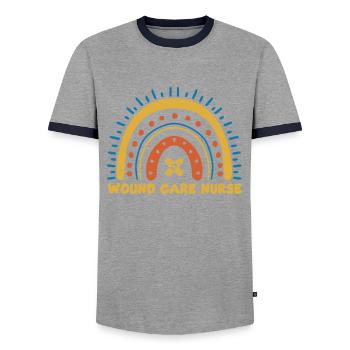 Nice wound nurse design - Men's Ringer Shirt - grey/navy  - Front - AI Model Female 172 light (172cm) & AI Model Male 178 light (178cm)