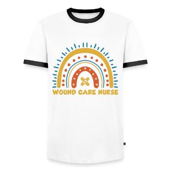 Nice wound nurse design - Men's Ringer Shirt - white/black - Front - AI Model Female 172 light (172cm) & AI Model Male 178 dark (178cm)